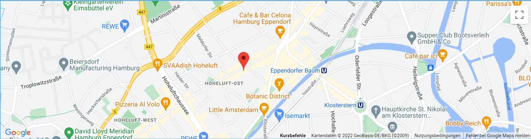 googlemap Ira Ebert Physiotherapie und Manualtherapie Hamburg Eppendorf